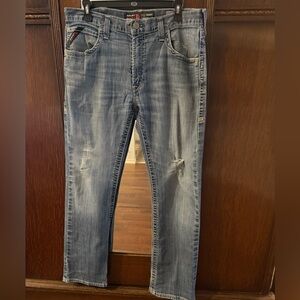 👖Ariat FR M5 Straight Men's Distressed Blue Jeans Fire Retardant